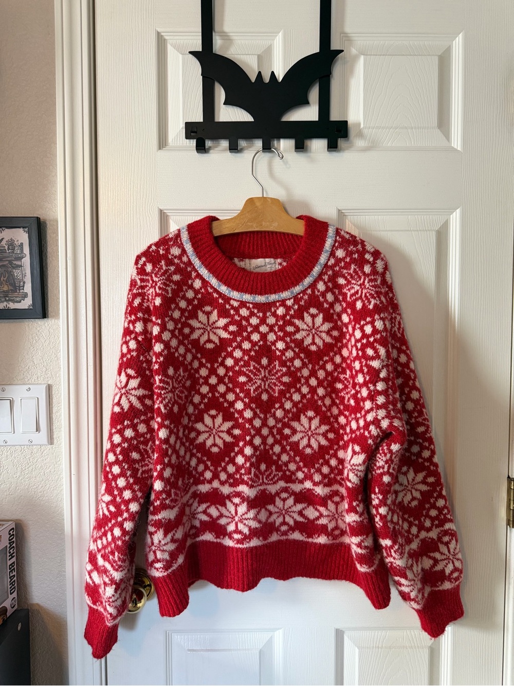 Red Fair Isle Snowflake Knit Sweater - Women's Cozy Pullover